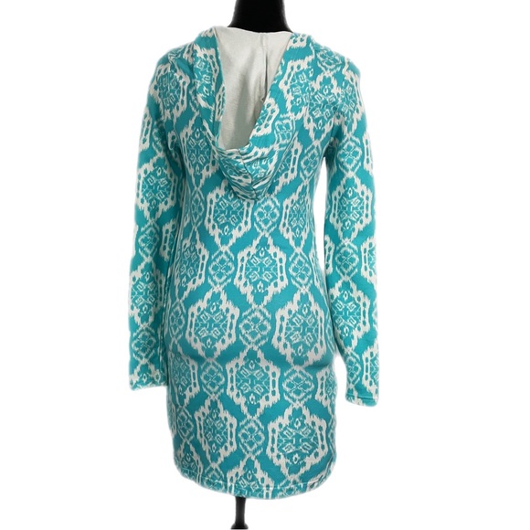 EUC - Macbeth Collection Hooded Tunic Swim Cover Up in Aqua/White - Small - Picture 2 of 7